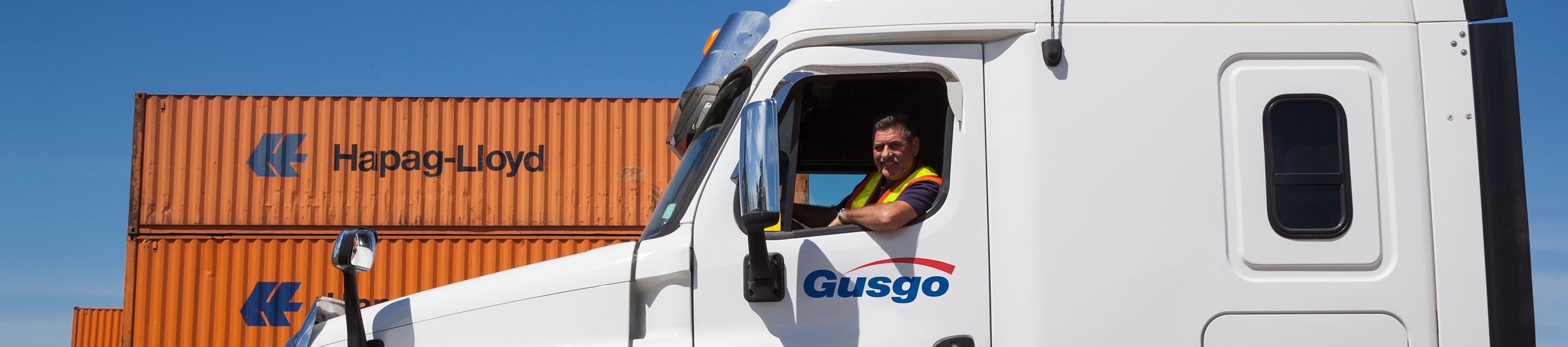 Gusgo Transport truck, containers and driver